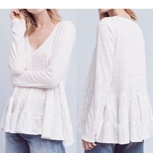 Anthropologie Deletta Tiered Peplum Top Sz S EUC